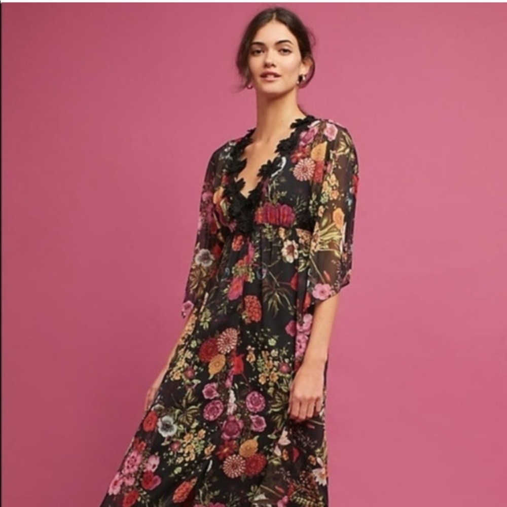 Anthropologie  Farm Rio Laina Floral  Maxi Small